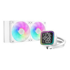 DeepCool LD240 Digital Optimized 240mm Liquid CPU Cooler with Multiline LED Digital Display, Real-Time CPU Status, 2x 120mm FD12 ARGB Fans, 2400 RPM Fan Speed, 72.04 CFM Airflow, White | R-LD240-WHDMMN-G-1